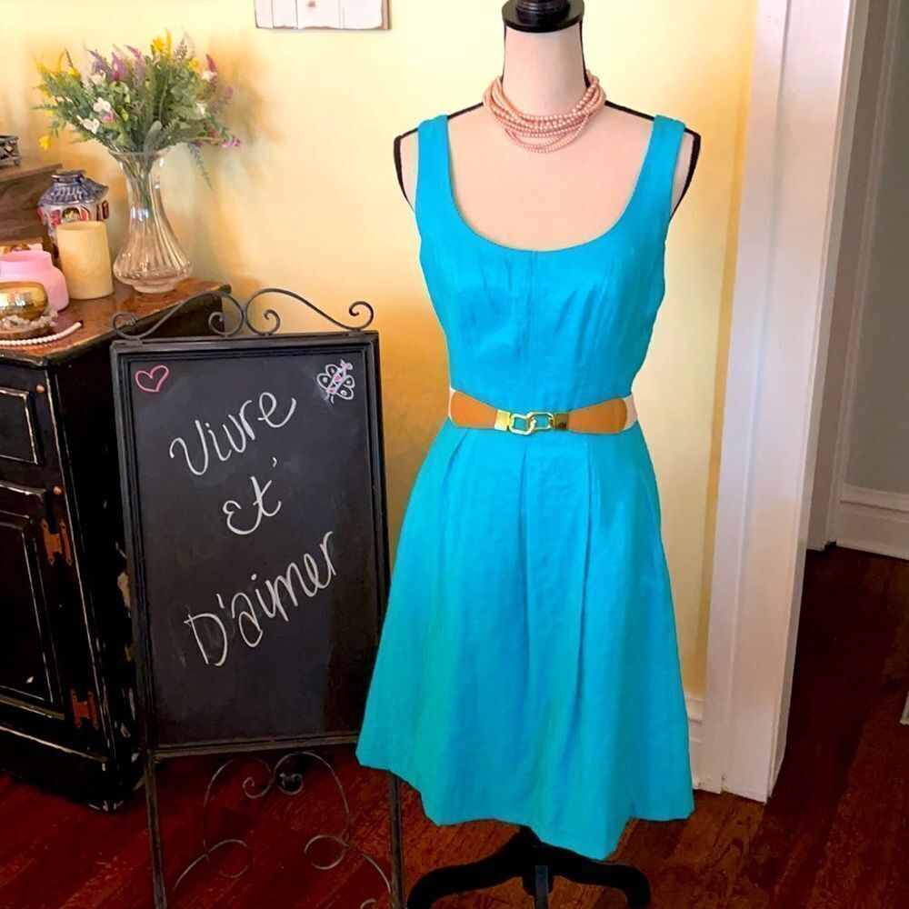 9&Co Sz 12 *Tiffany Blue* Lined Pleated Dress
